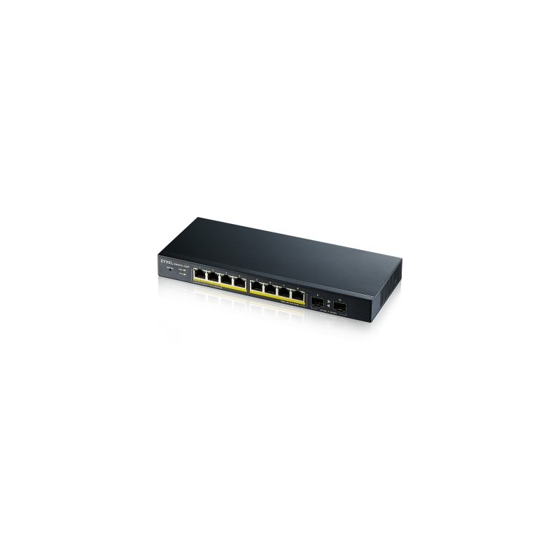 ZYXEL NETWORKS GS1900-10HP komutatorius – 8-port, PoE, be ventiliatoriaus