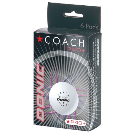Stalo teniso kamuoliukai DONIC P40+ Coach 1žv. 6vnt White