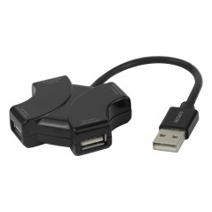 USB-A šakotuvas DELTACO, 480 Mbps, 4x USB-A, juodas / UH-737 / 1902569