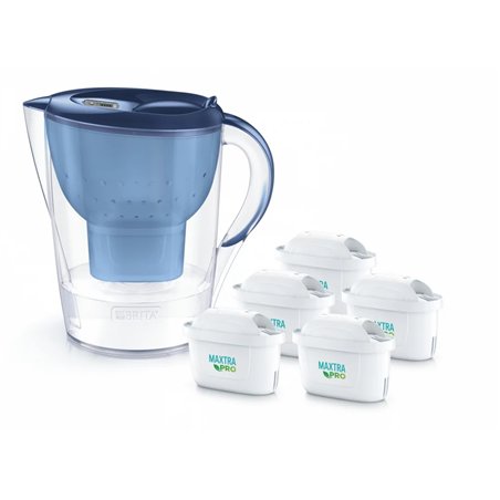 BRITA Marella XL vandens filtravimo ąsotis, 5 MAXTRA PRO Pure Performance filtrai, 3.5l, mėlynas