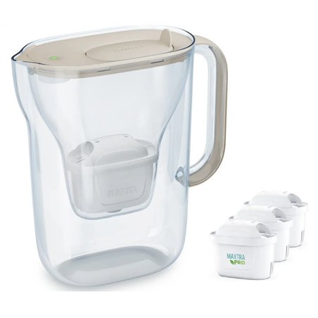 BRITA Style Essential vandens filtravimo ąsotis, 3 MAXTRA PRO Pure Performance filtrai, LED indikatorius, 2.4l, smėlio
