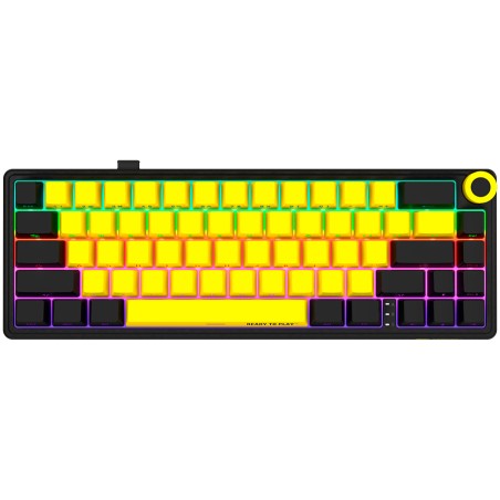 LORGAR KBP70MW, Wireless 65% Mechanical Gaming Keyboard Pro, Black/yellow, EN layout