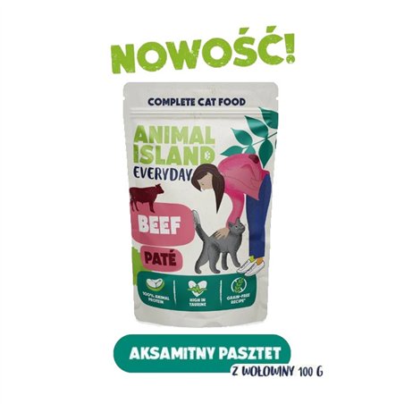 ANIMAL ISLAND Everyday Mokra Karma dla Kota Pasztet Wołowina 85g