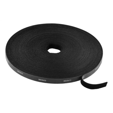 Kabelio tvarkymo juostelė DELTACO, 10mm x 15m, juoda / CM1015S