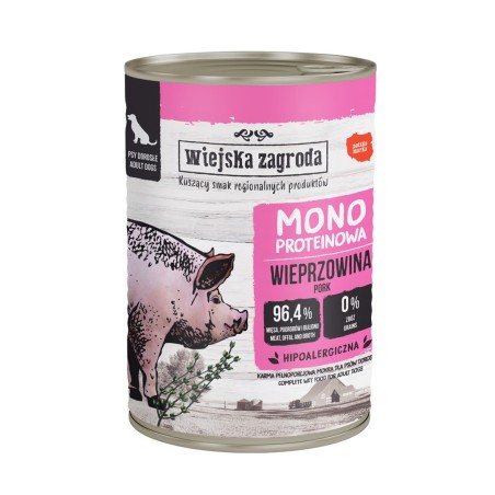 WIEJSKA ZAGRODA Mono-protein Pork - wet dog food - 400g