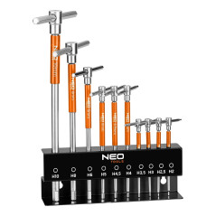 NEO TOOLS T-handle socket drivers 2 10 mm, 10-piece set with stand