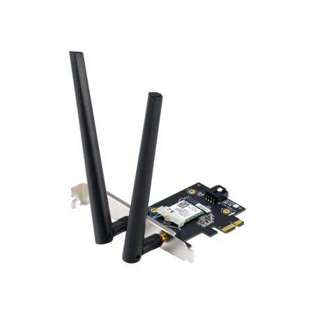 Asus | WiFi 7 PCI-E Adapter with 2 external antennas | PCE-BE6500 | 802.11be | Mesh Support No | MU-MiMO No | No mobile broadban