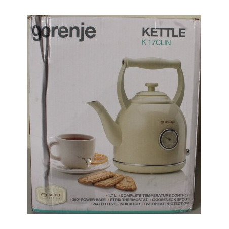 SALE OUT. | SALE OUT. | Gorenje | Kettle | K17CLIN | Electric | 2000 W | 1.7 L | Plastic/Metal | 360 rotational base | Ivory | D