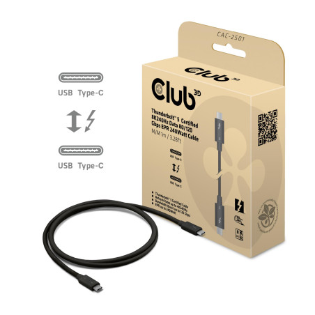 CABLE USB-C THUNDERBOLT 1M/M/M CAC-2501 CLUB3D