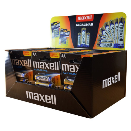 Maxell Alkaline LR6 AA 4-pack Display (30 blister packs/120 batteries)