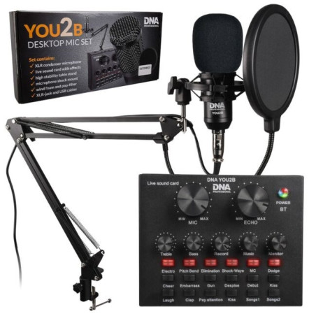 DNA YOU2B - podcast kit (microphone, audio interface, tripod)