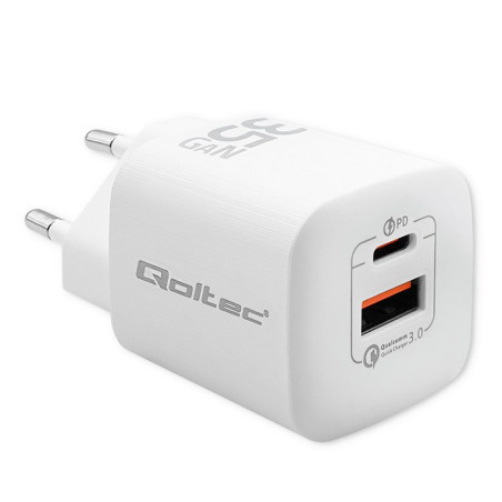 Qoltec 50763 mobile device charger Laptop, Portable gaming console, Power bank, Smartphone, Smartwatch, Tablet White AC Fast cha