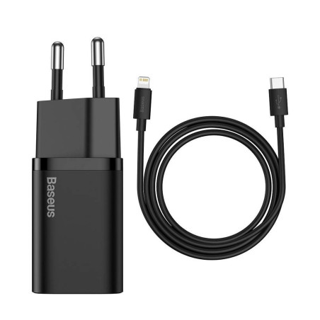 Baseus Super Si USB-C 20W wall charger + Lightning cable, Black