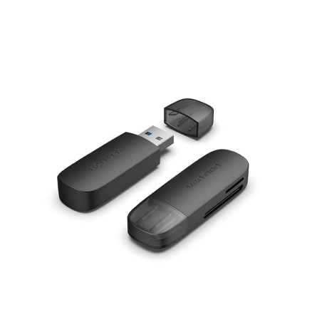 Vention 2-in-1 USB 3.0 A Card Reader(SD+TF) Black Dual Drive Letter