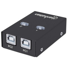 Manhattan USB-A Automatic Sharing Switch, 2x USB-B Ports, 480 Mbps (USB 2.0), Dual Control (Auto-Sensing or Manual), USB powered