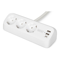 Digitus 3-way office socket strip with 2x USB-A and 1x USB-C connections | DA-70626