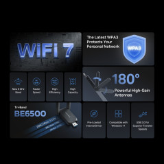 Mercusys | MA37BEH | BE6500 Wi-Fi 7 High-Gain Wireless USB Adapter