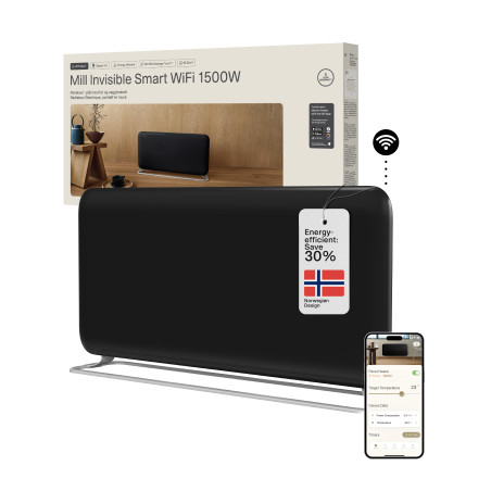 Mill Invisible Smart WiFi Panel heater G4 | PA1500WIFI4A | Panel Heater | 1500 W | Suitable for rooms up to 18-22 m | Black | IP