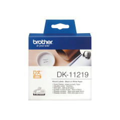 Brother Round paper labels DK-11219 | Black on White | 12 mm