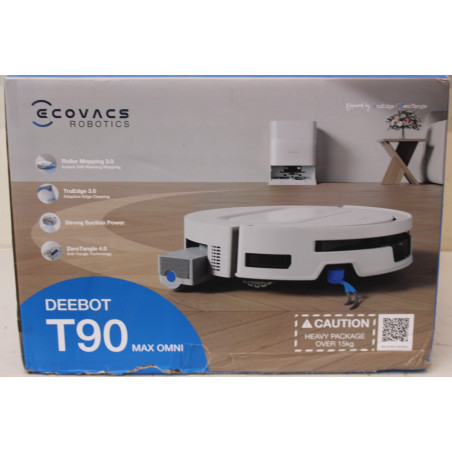 SALE OUT. Ecovacs DEEBOT T90 Max OMNI Vacuum Cleaner,Robot,Wet&Dry,30000Pa,TruEdge 3.0,ZeroTangle 4.0,OZMO Roller 3.0,White+OMNI