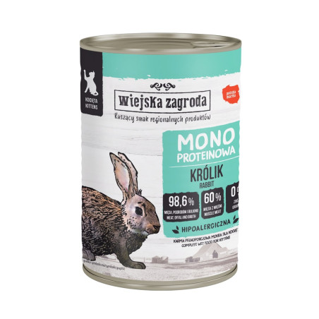 WIEJSKA ZAGRODA Kitten Rabbit Mono - wet cat food - 400g