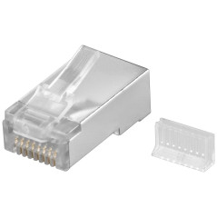 Goobay 68079 RJ45 plug, CAT 5e STP shielded, transparent