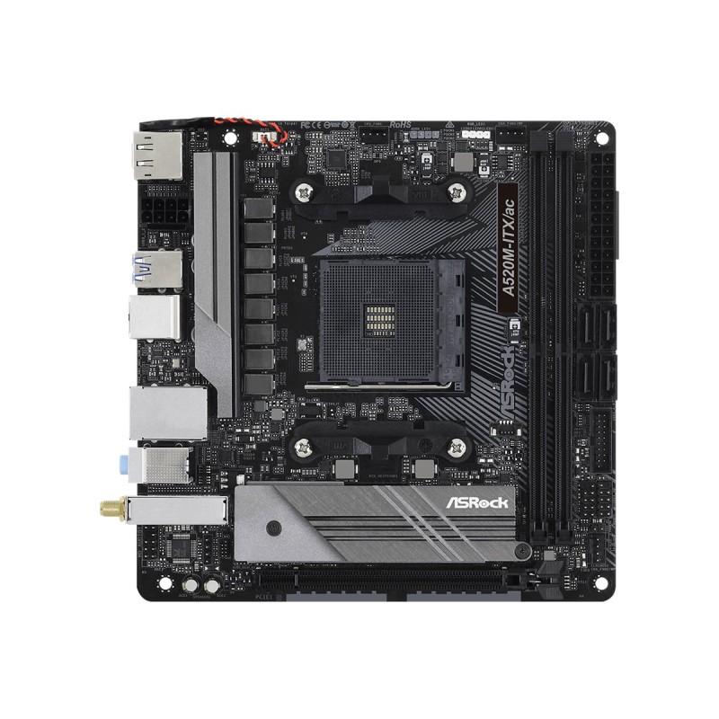 ASRock A520M-ITX/AC | Processor family AMD | Processor socket AM4 | DDR4 | Supported hard disk drive interfaces SATA, M.2 | Numb