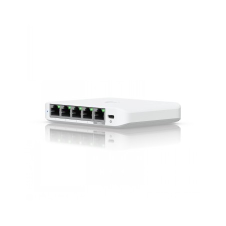 UBIQUITI COMPACT, 5-PORT 2.5G SWITCH THAT CAN BE POWERED WITH POE OR A USB-C ADAPTER.