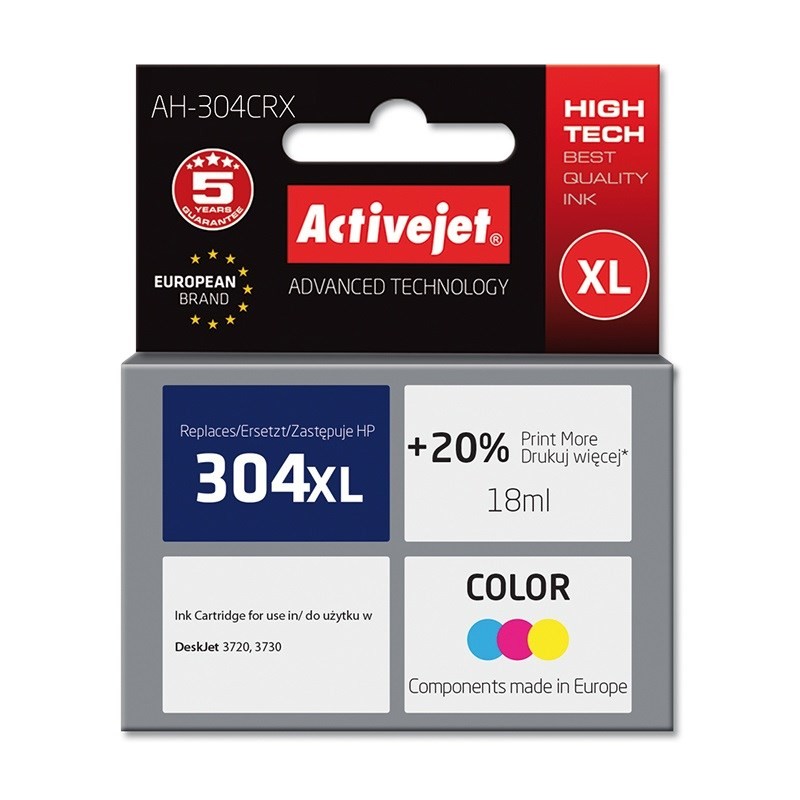 Activejet AH-304CRX Ink (replacement for HP 304XL N9K07AE Premium 18 ml 400 pages, color)