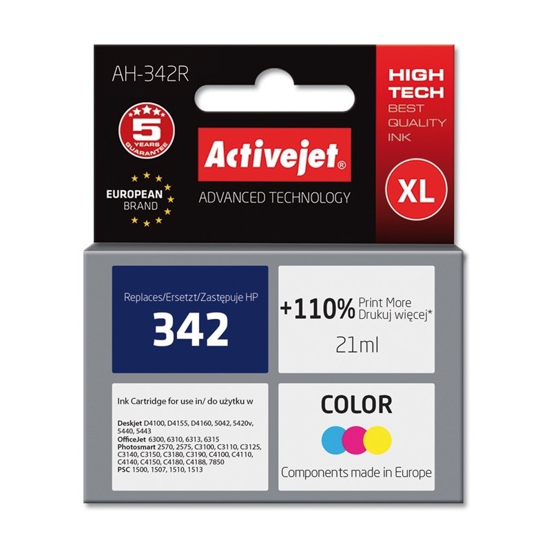 Activejet AH-342R Ink (replacement for HP 342 C9361EE Premium 21 ml color)