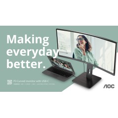 AOC CU34P3CV computer monitor 86.4 cm (34") 3440 x 1440 pixels UltraWide Quad HD LED Black