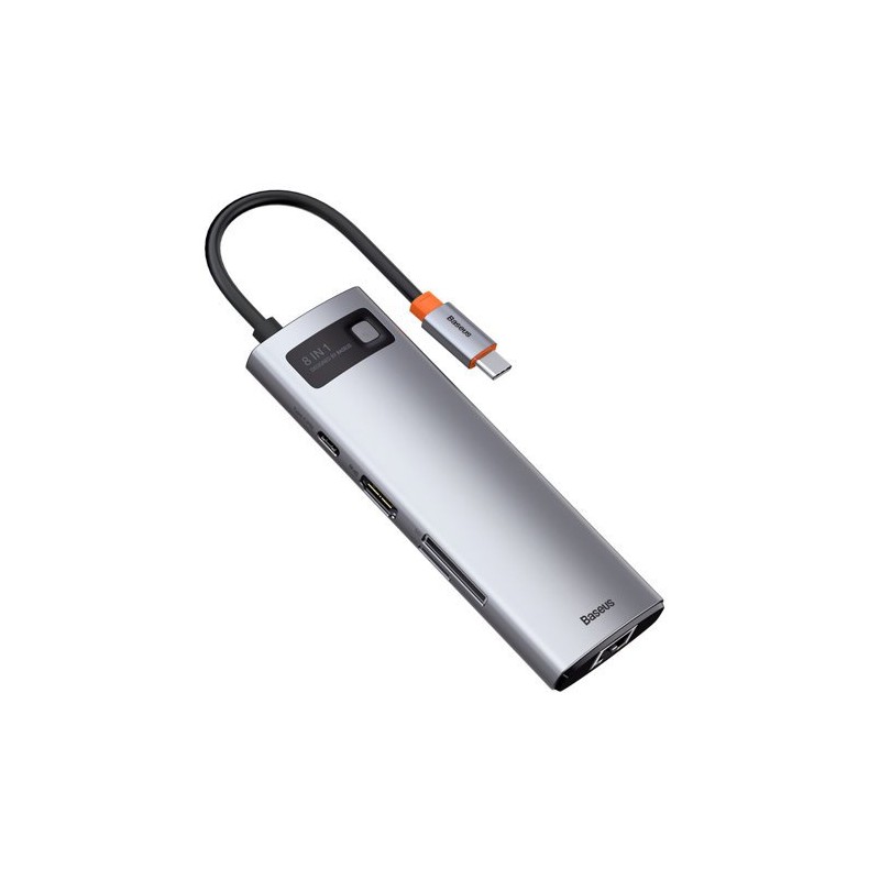 Baseus Metal Gleam Series 8-in-1 Multifunctional Type-C HUB Docking Station (1*PD|1*HDMI 4K|1*TF card|1*SD card|1*RJ45|3*USB3.0)