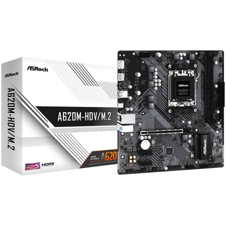 ASROCK MB Desktop A620M-HDV/M2, AM5, 2x DDR5, 1x PCIe 4.0 x16, 2x PCIe 3.0 x1, 1x Hyper M.2(PCIe Gen4x4), 2x SATA3 6.0 Gb/s, 1x 