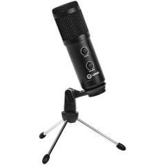 LORGAR Soner 313, Gaming Microphones, Black, USB condenser microphone with Volume Knob & Echo Kob, including 1x Microphone, 1 x 
