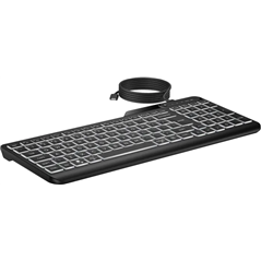 HP 405 Backlit USB-C Wired 24/7 Keyboard, Spill Resistant, Sanitizable, Programmable, Adjustable Tilt and LED brightness - Black
