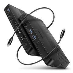 HMC-U4 USB4 dock, 3x USB-A, 2x USB-C, HDMI & DP 8K/30Hz, RJ-45, SD/mSD, audio, PD