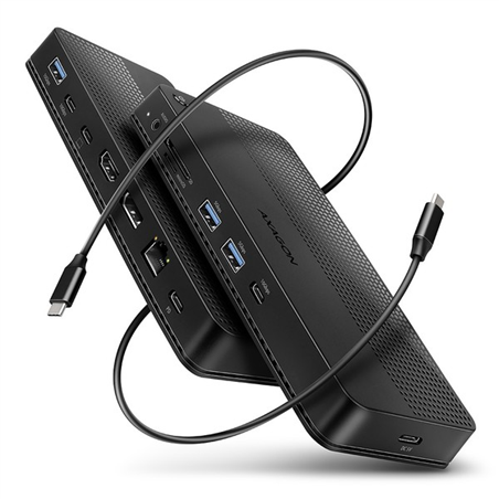 HMC-U4 USB4 dock, 3x USB-A, 2x USB-C, HDMI & DP 8K/30Hz, RJ-45, SD/mSD, audio, PD