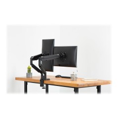 Digitus | Desk Mount | Universal Dual Monitor Mount with Gas Spring and Clamp Mount | Swivel, height adjustment, rotate | Black