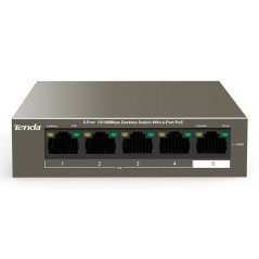 Tenda TEF1105-4-63W network switch Unmanaged Fast Ethernet (10/100) Power over Ethernet (PoE) Desktop/Wall-Mounting Grey