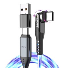 STATIK PowerPivot Pro, Glowing LED Cabel, USB-C to USB-C, 2m, Black