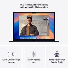 Apple MacBook | Air | Midnight | 15 " | 2880 x 1864 pixels | Apple M4 | 16 GB | Solid-state drive capacity 512 GB | Apple M4 chi