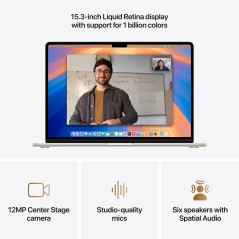 Apple MacBook | Air | Starlight | 15 " | IPS | 2880 x 1864 pixels | Apple M4 | 24 GB | Solid-state drive capacity 512 GB | Apple