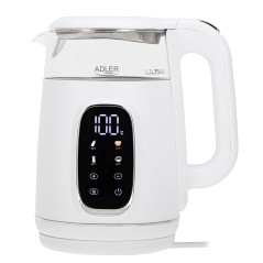 Adler Kettle with LED Display | AD 1305 | Electric | 2200 W | 1.7 L | Plastic | 360 rotational base | White/Silver