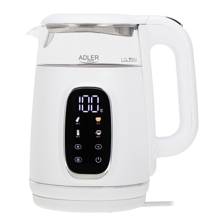 Adler Kettle with LED Display | AD 1305 | Electric | 2200 W | 1.7 L | Plastic | 360 rotational base | White/Silver