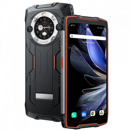 Blackview BV9300 Pro IP68/IP69K atsparus išmanusis telefonas 6.7" 12/256 GB, 15080 mAh, Android 13, NFC, oranžinis