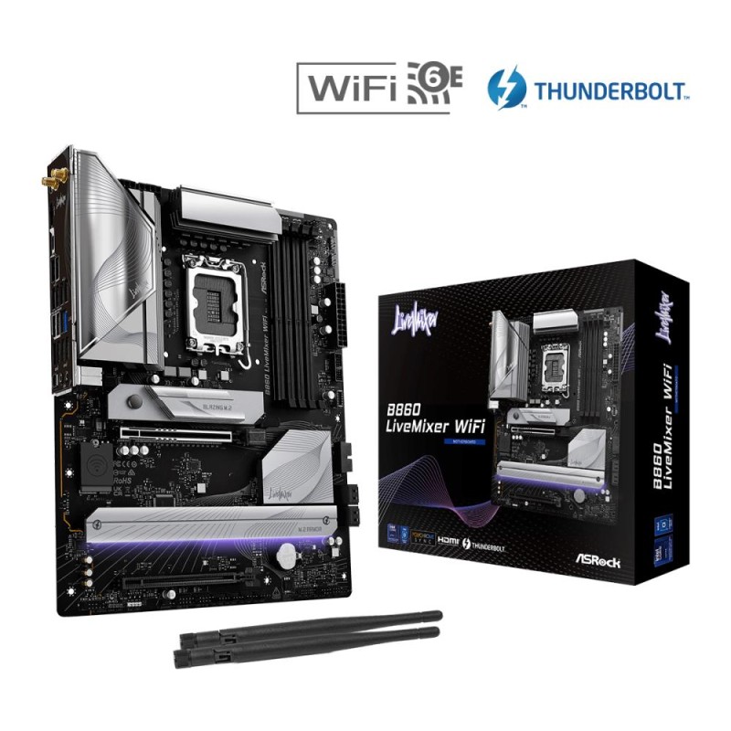 ASRock B860 LIVEMIXER WIFI pagrindinė plokštė – DDR5, PCI-Express 5.0, ATX